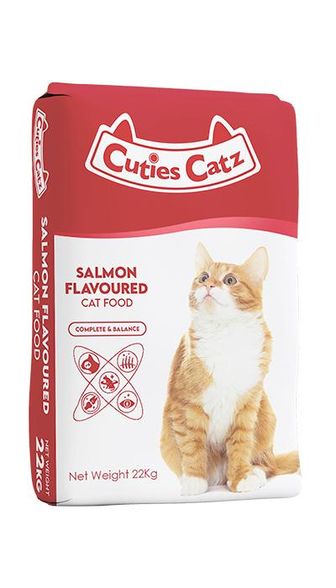 22kg sack of Cuties Catz Salmon Flavored (Red) dry cat food
