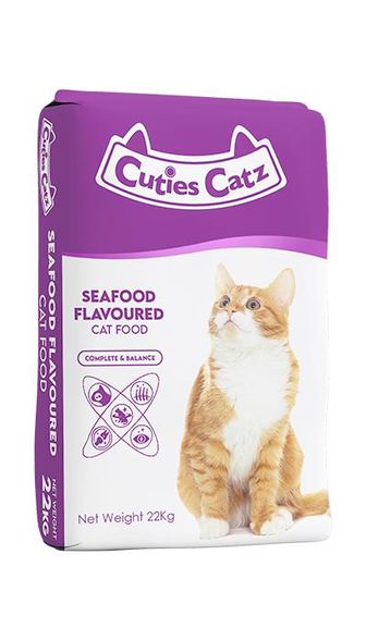 22kg sack of Cuties Catz Seafood Flavored (Purple) dry cat food