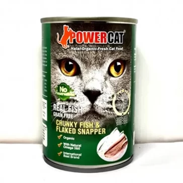 400-gram can of POWERCAT Chunky Fish and Flaked Snapper wet cat food