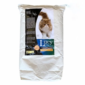 20kg sack of Lucy 26% adult tuna flavor dry cat food